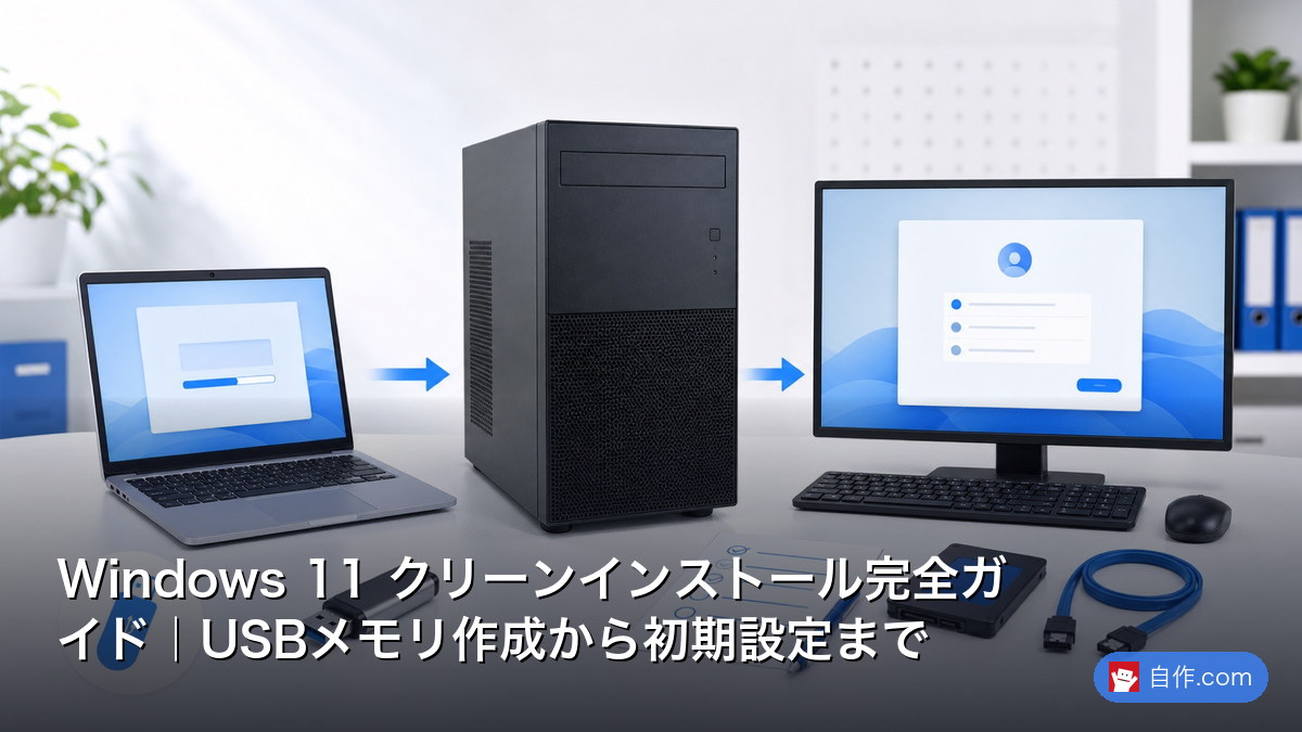 Windows 11 クリーンインストール完全ガイド｜USBメモリ作成から初期 