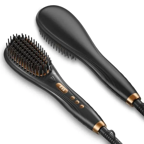 KR010】ヘアアイロン ストレートブラシ 【80℃～230℃温度調節&マイナス